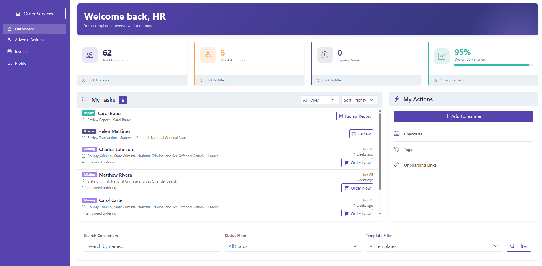 PSBI workspace dashboard showing operational tasks